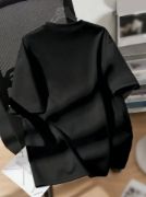 Baskılı Oversize Bisiklet Yaka T-shirt - Siyah resmi